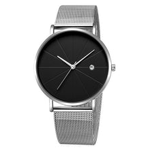 Load image into Gallery viewer, Stainless Steel Glass Quartz Analog Calendar Watch