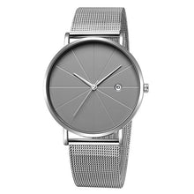 Load image into Gallery viewer, Stainless Steel Glass Quartz Analog Calendar Watch