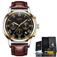 Load image into Gallery viewer, Mens Watches  Leather Waterproof  Quarzt Clock