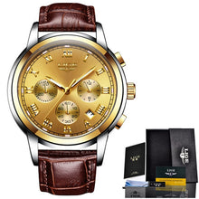 Load image into Gallery viewer, Mens Watches  Leather Waterproof  Quarzt Clock